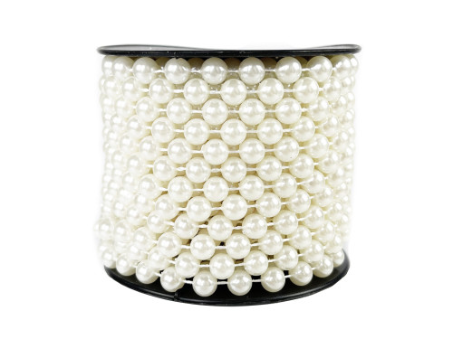 Christmas tree bead chain - white pearl, 5 mm x 10 m