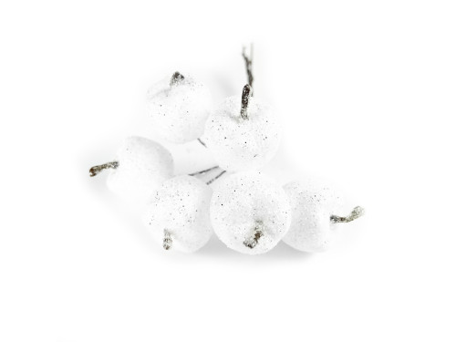 A bunch of apples with glitter - white, 6 pcs.