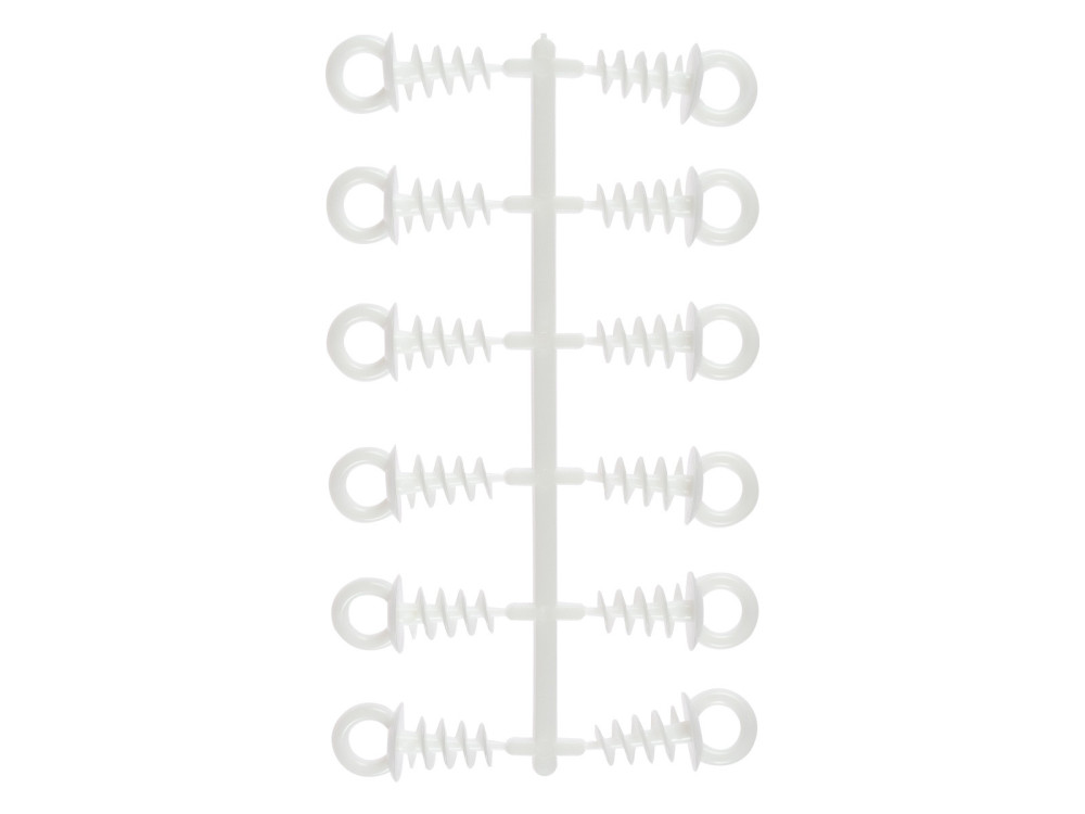 Plastic screw-in hangers for styrofoam - white, 25 mm, 12 pcs.