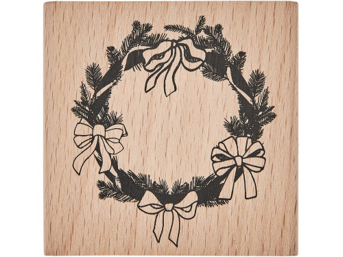 Stempel drewniany Wieniec z kokardkami - Rico Design - 7 x 7 cm