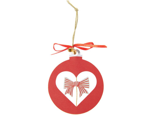 Papierowa zawieszka bombka - Rico Design - czerwona, 5 x 9 cm