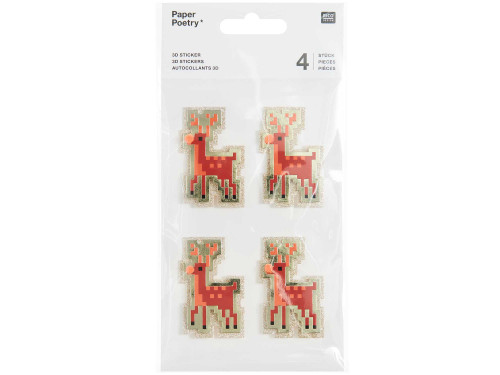 Stickers 3D Reindeer - Paper Poetry - 4 pcs.