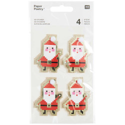 Stickers 3D Santa Claus - Paper Poetry - 4 pcs.