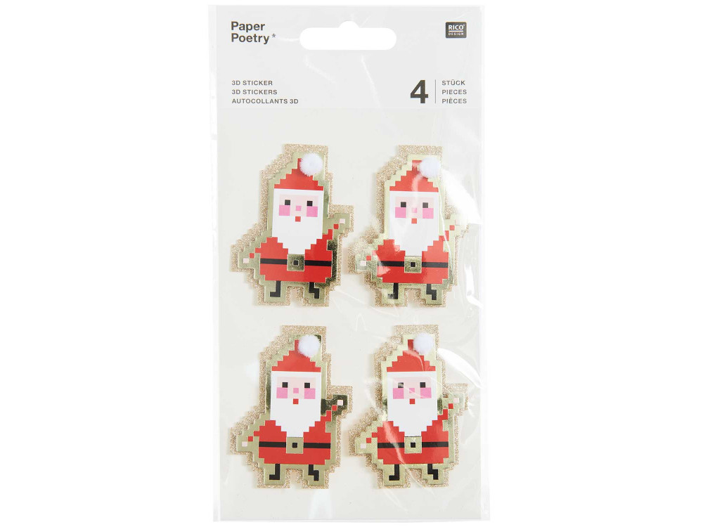 Stickers 3D Santa Claus - Paper Poetry - 4 pcs.