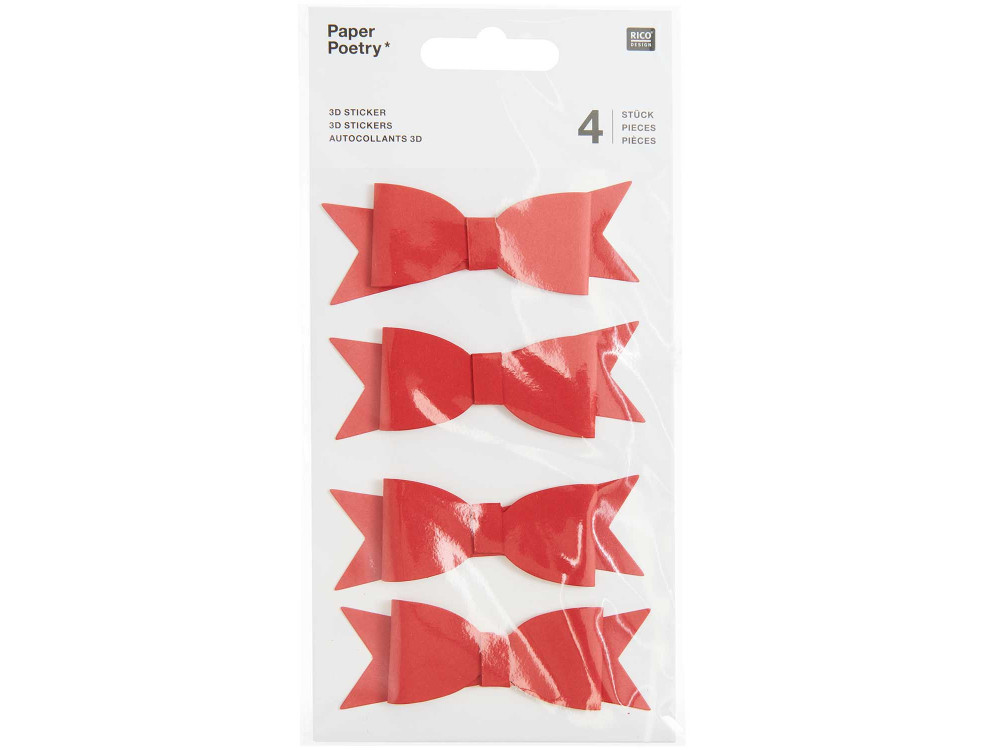 Stickers 3D Bows - Paper Poetry - red, 4 pcs.