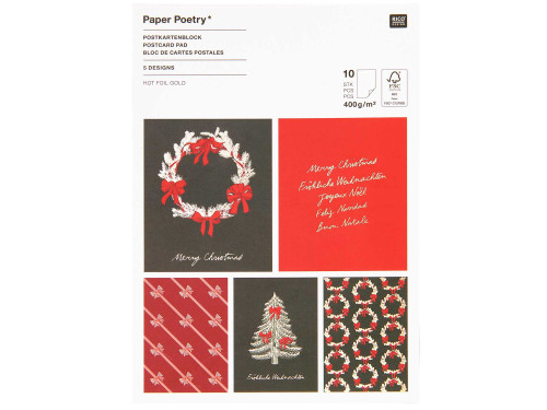 Set of Christmas postcard pads Bows - Paper Poetry - 10 pcs.