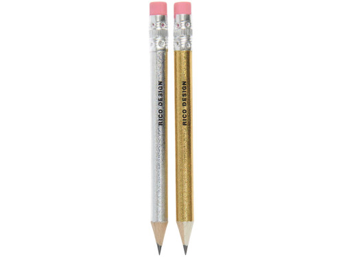 Set of mini pencils - Paper Poetry - gold and silver, 2 pcs.