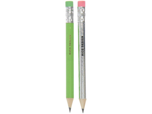 Set of mini pencils - Paper Poetry - green and silver, 2 pcs.