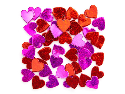 Foam Stickers - Holographic Hearts, 60 pcs