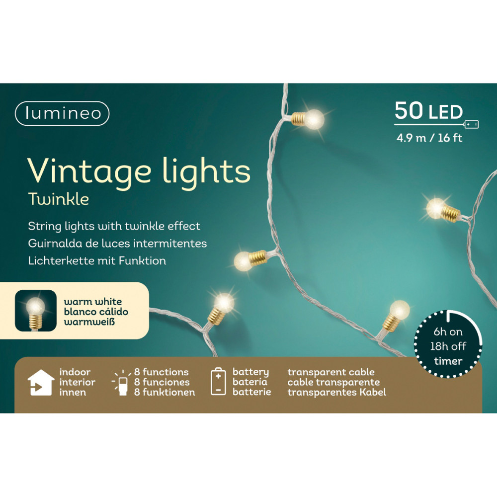 LED Vintage lights - warm white light, 4,9 m