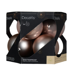 Shatterproof baubles - pink, 8 cm, 6 pcs.