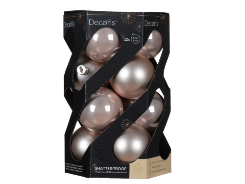 Shatterproof baubles - pink, 6 cm, 12 pcs.