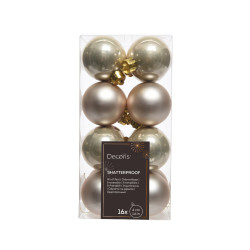 Shatterproof baubles - pearl, 4 cm, 16 pcs.