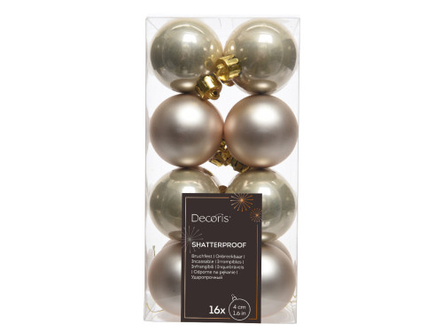 Shatterproof baubles - pearl, 4 cm, 16 pcs.