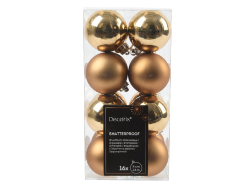 Shatterproof baubles - pecan brown, 4 cm, 16 pcs.
