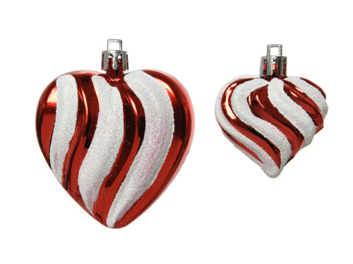 Shatterproof Hearts baubles - red, 2 pcs.