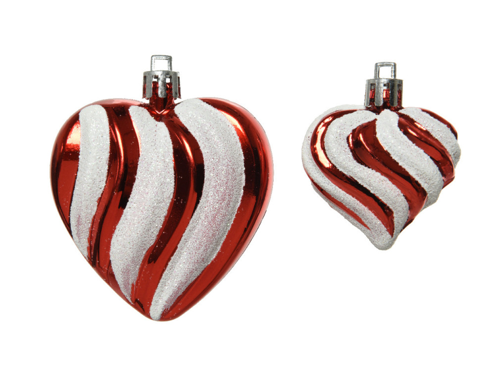 Bombki choinkowe nietłukące Serca - czerwone, 2 szt.