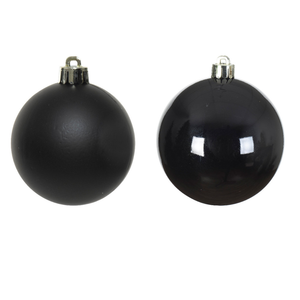 Shatterproof baubles - black, 8 cm, 6 pcs.