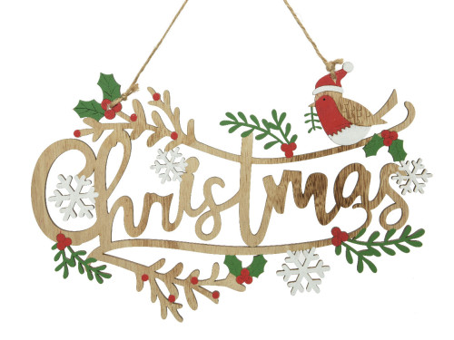 Wooden Christmas pendant - 0,5 x 30 x 19,5 cm