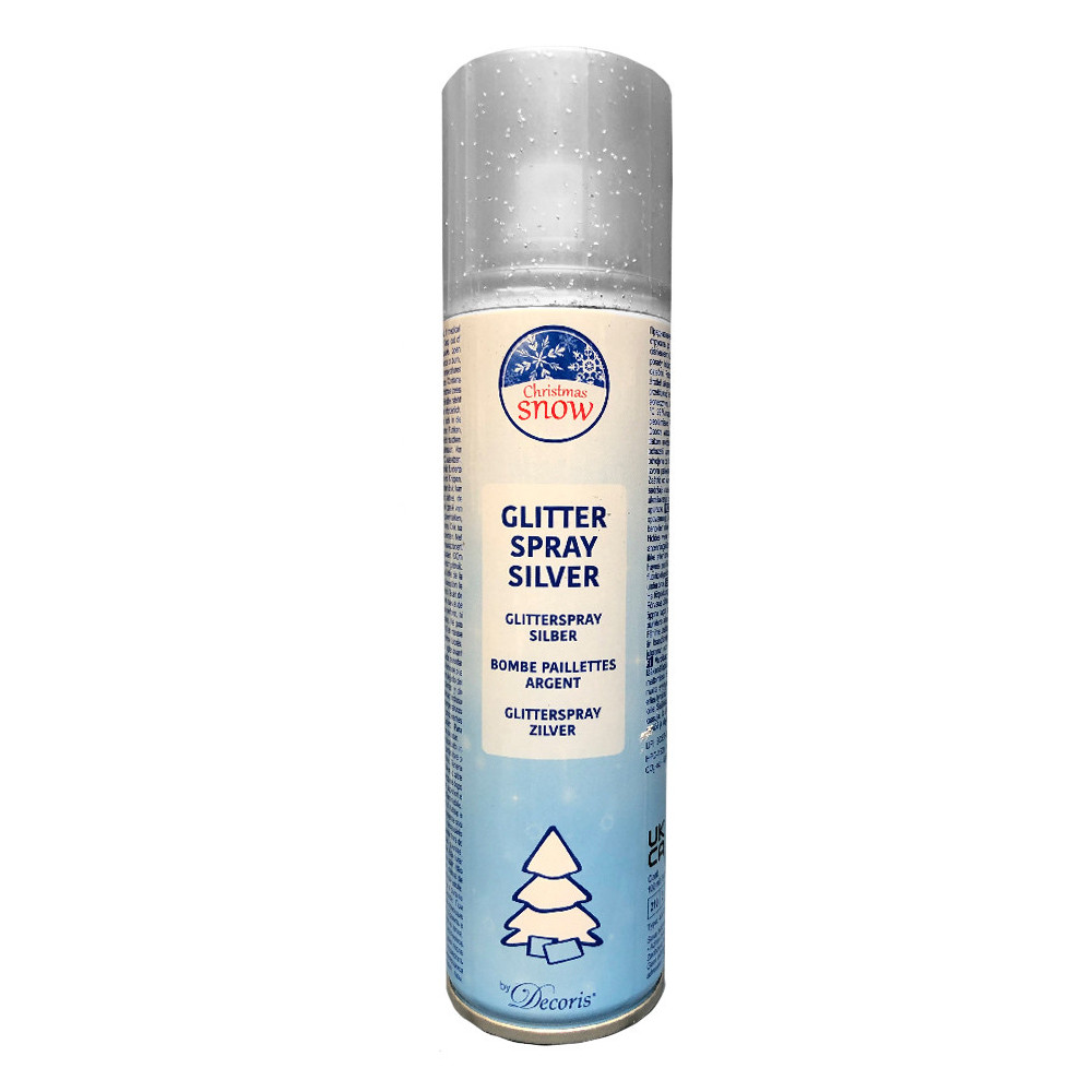 Glitter spray paint - silver, 100 ml