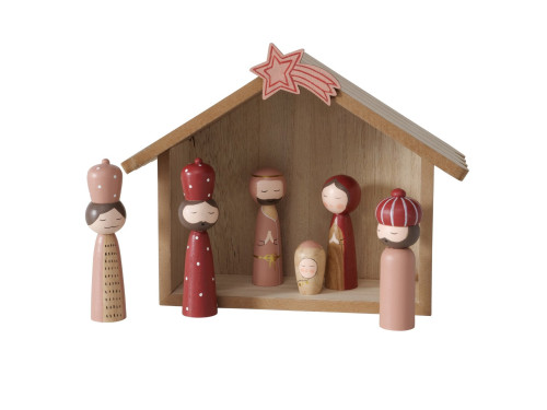 Wooden nativity scene - 25 x 10 x 20 cm