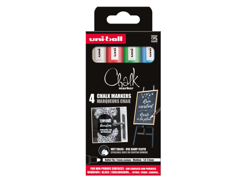 Set of Chalk markers - UNI - 1,8 - 2,5 mm, 4 pcs.