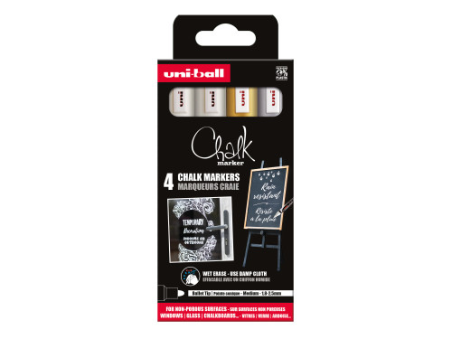 Set of Chalk markers - UNI - Metallic, 1,8 - 2,5 mm, 4 colors