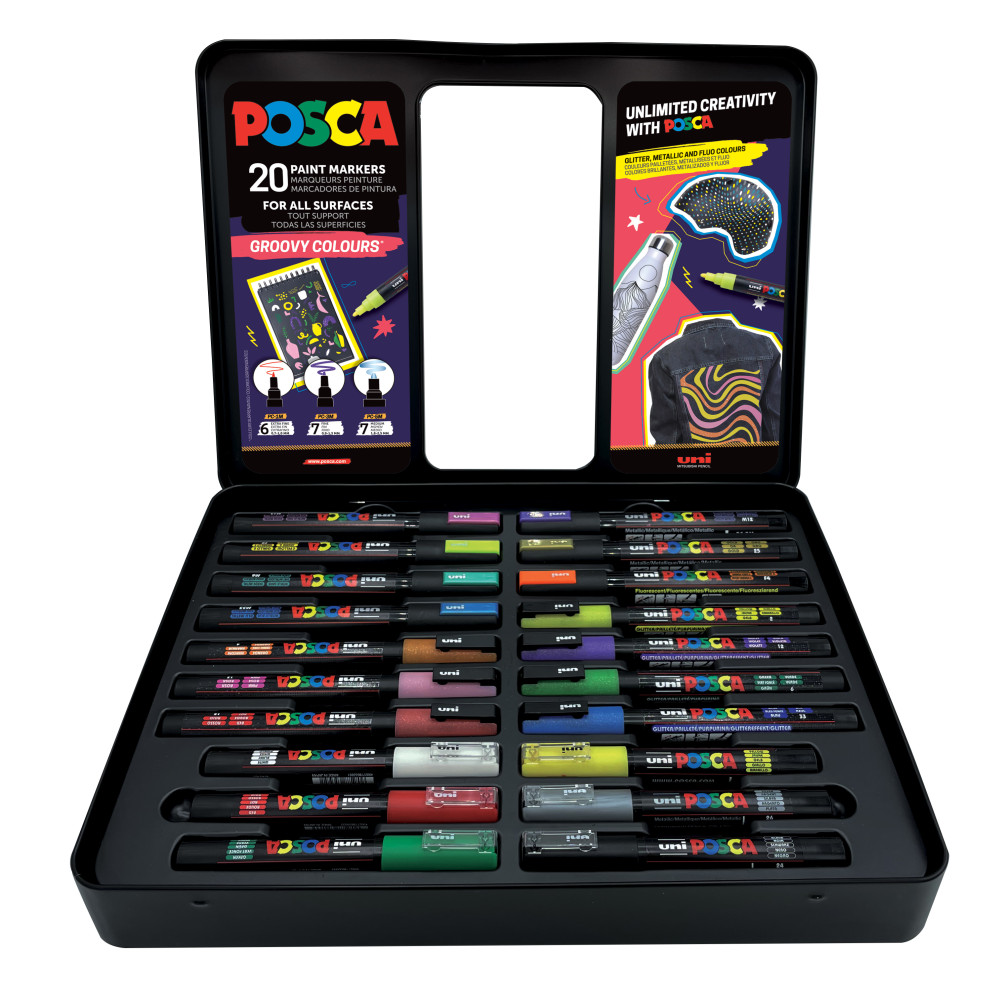 Set of Groovy Colours Posca Paint Marker Pens - Uni - 20 pcs.