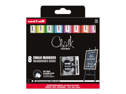 Set of Chalk markers - UNI - 1,8 - 2,5 mm, 8 pcs.