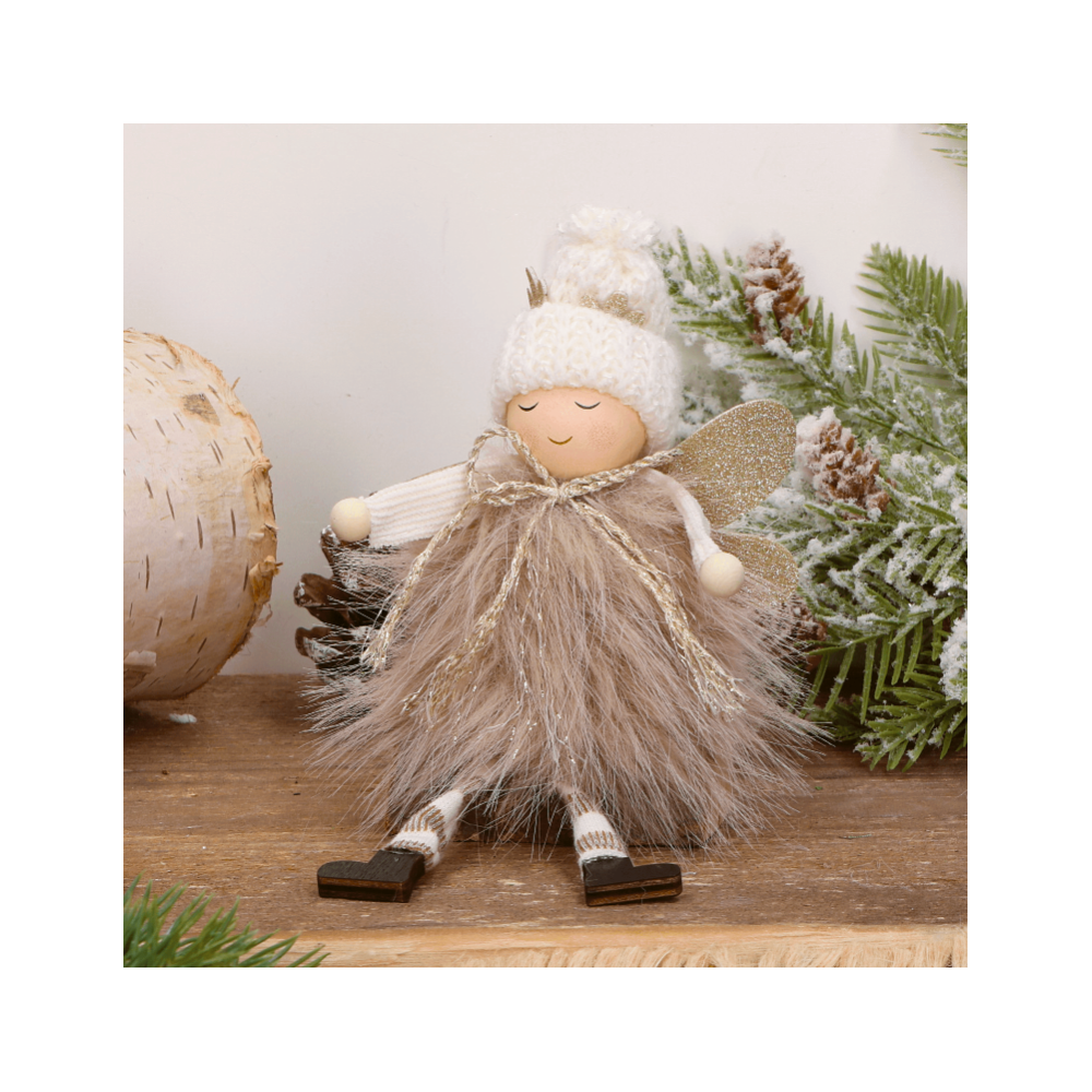 Christmas decoration Angel - brown, 8 x 13 cm