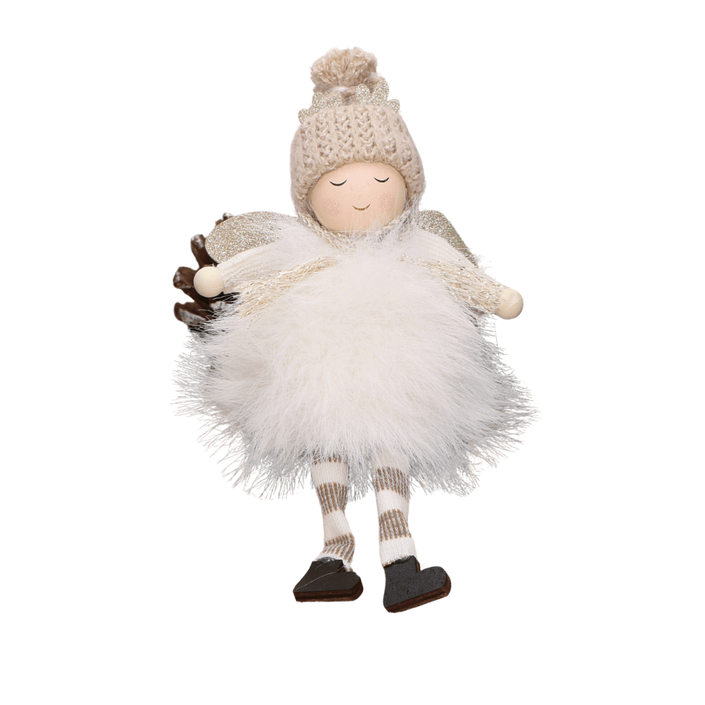 Christmas decoration Angel - white, 8 x 13 cm