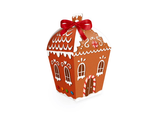 Christmas paper gift box Gingerbread house - 5,5 x 14 cm, 6 pcs.
