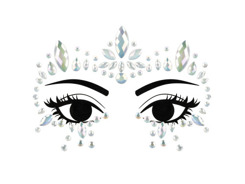 Self-adhesive face diamonds 01 - glow in the dark, 15 x 9 cm