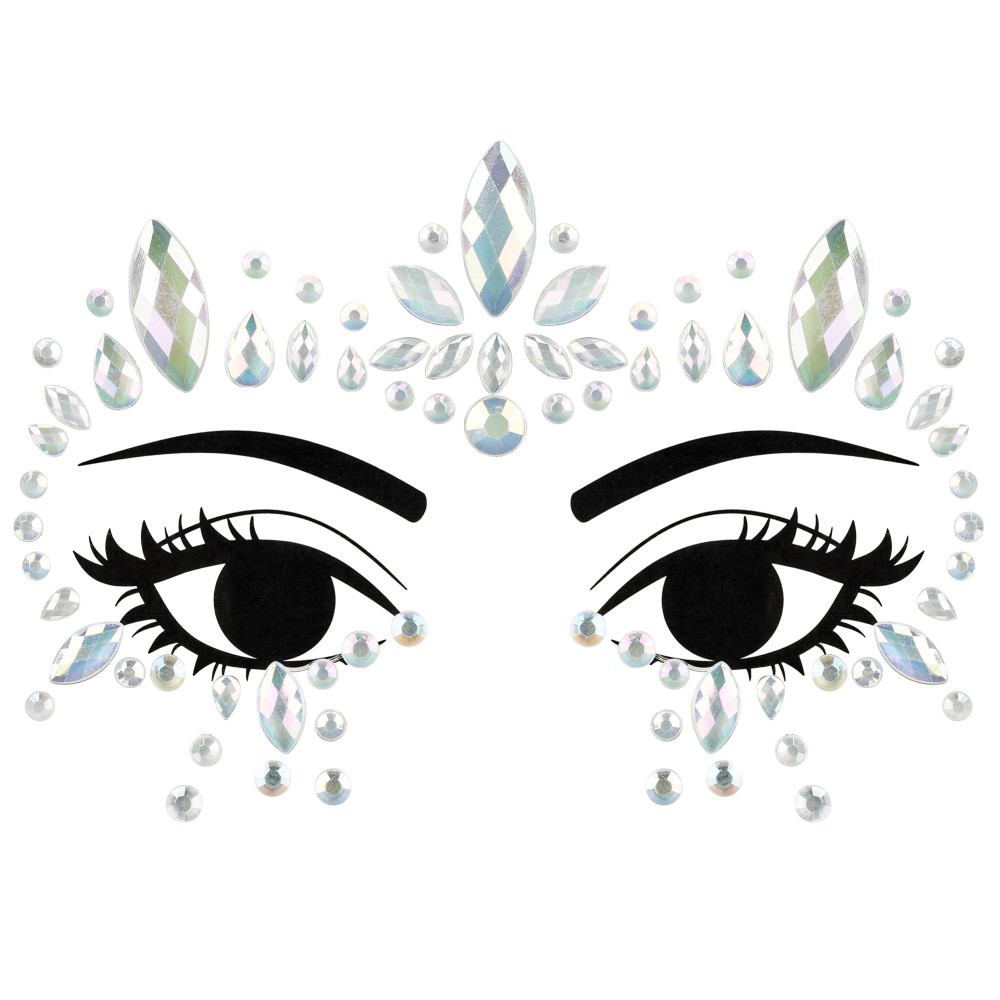 Self-adhesive face diamonds 01 - glow in the dark, 15 x 9 cm