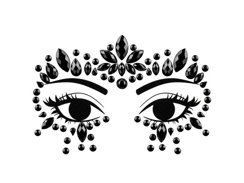 Self-adhesive face diamonds 02 - black, 15 x 9 cm