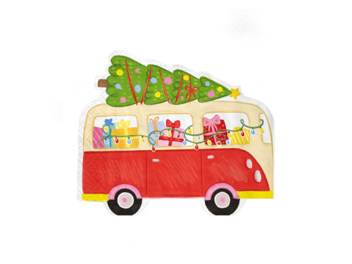 Paper napkins Car with Christmas Tree - 33 x 27,6 cm, 10 pcs.