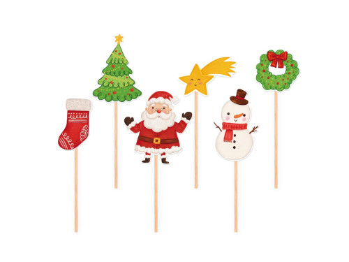 Cupcakes and cakes toppers Christmas Eve - 11 cm, 6 pcs.