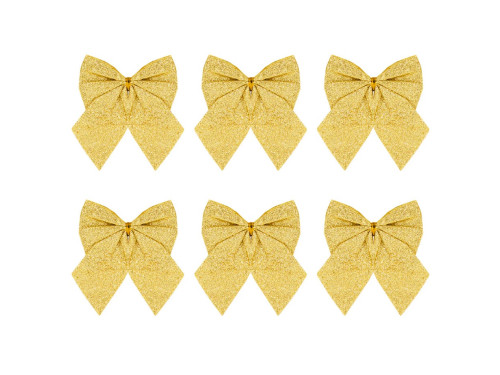 Christmas decorative bows - gold, 8 cm, 6 pcs.