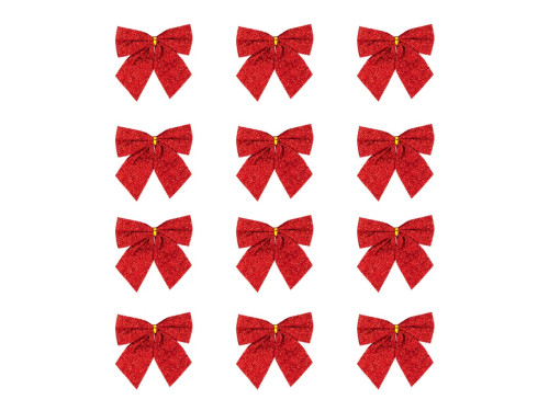 Christmas decorative bows - red, 5 cm, 12 pcs.