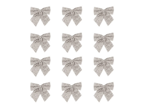 Christmas decorative bows - silver, 5 cm, 12 pcs.