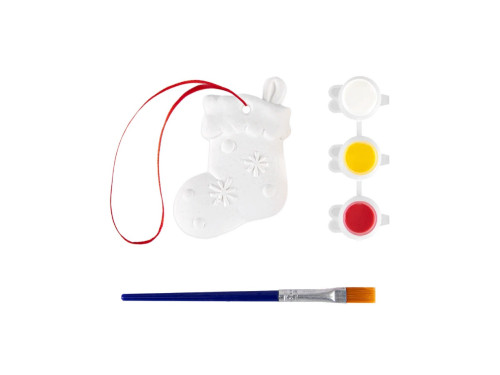 Plaster bauble for painting Christmas Sock - 6,5 x 4,5 cm