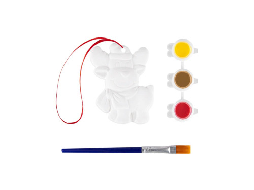 Plaster bauble for painting Reindeer - 6,5 x 4,5 cm