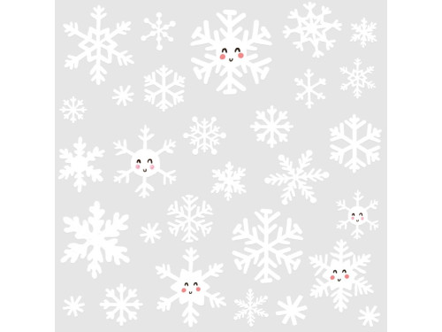 Foil window stickers Snowflakes - white, 120 pcs.