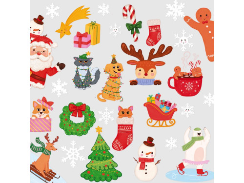 Foil window stickers Christmas - multicolor, 30 pcs.