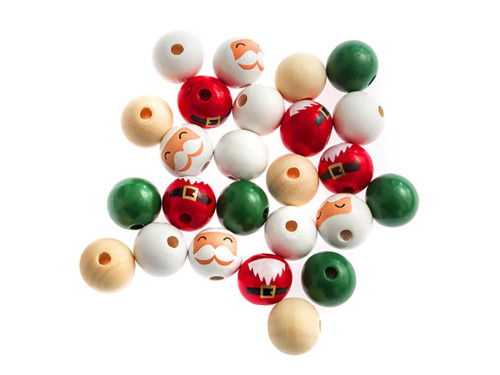 Wooden beads Santa Claus - DpCraft - 2 cm, 25 pcs.