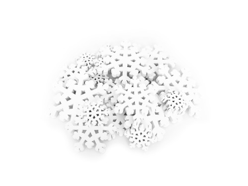Drewniane kształty świąteczne Śnieżynki - białe, 2,5 - 7 cm, 20 szt.