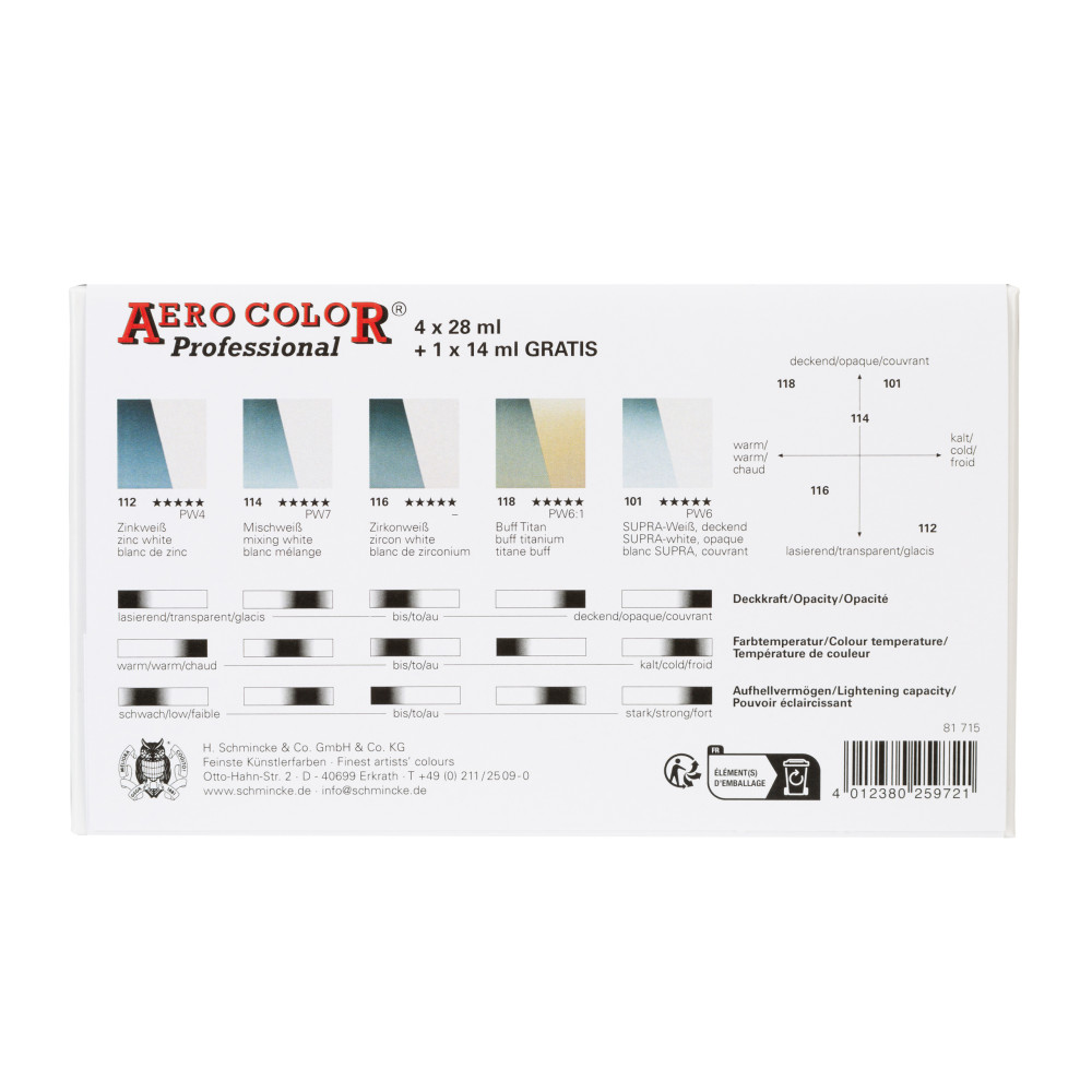 Set of Aero Color acrylic paints - Schmincke - 4 x 28 ml
