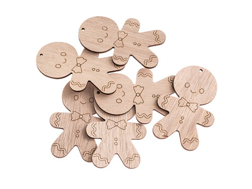 Wooden pendants Gingerbread man - DpCraft - 8 cm, 6 pcs.