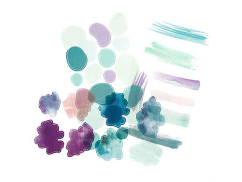 Transparent PVC stickers Watercolor Shapes - DpCraft - 31 pcs.