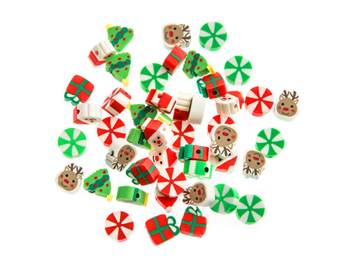 Polymer beads Christmas - DpCraft - 1 cm, 48 pcs.